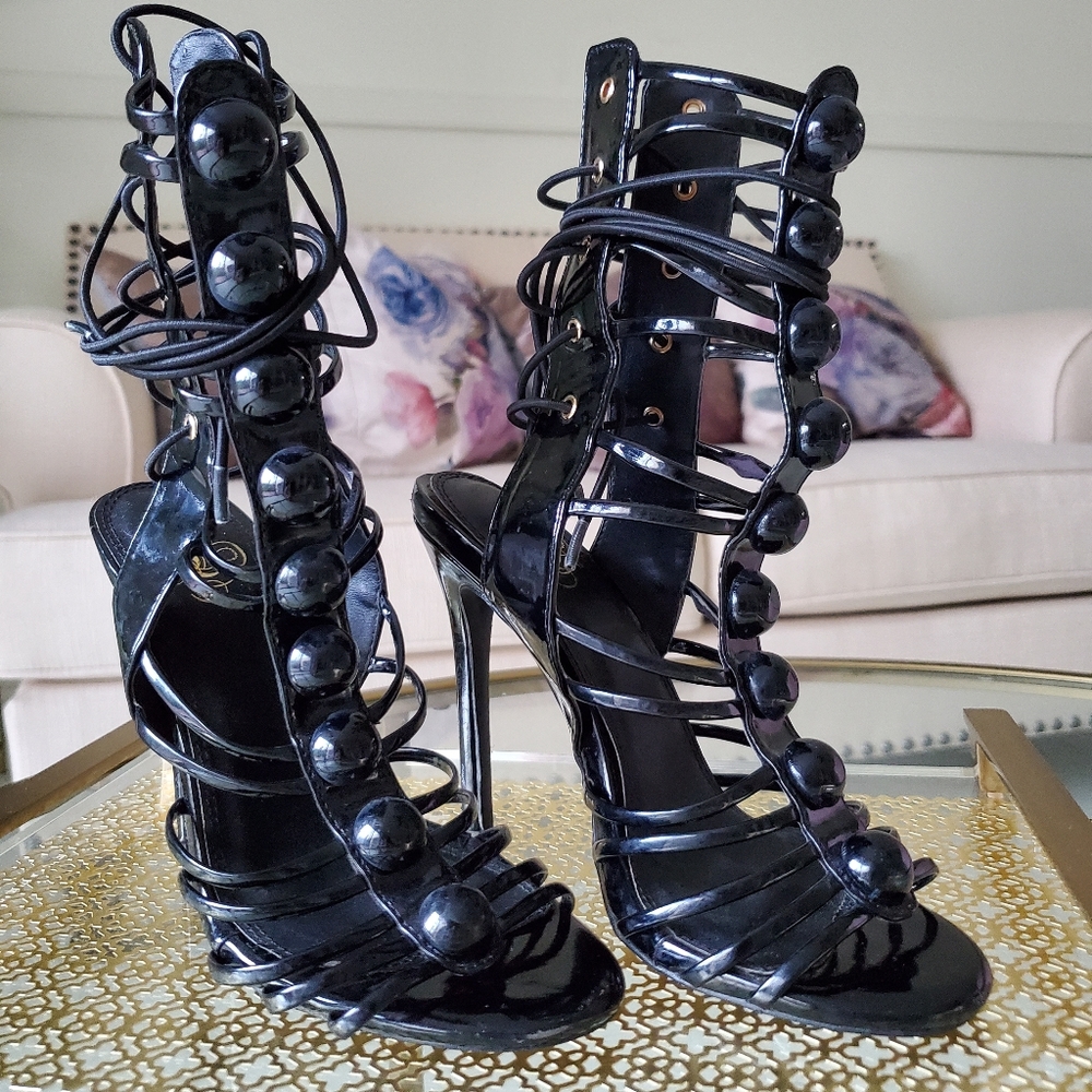 Black strappy heels